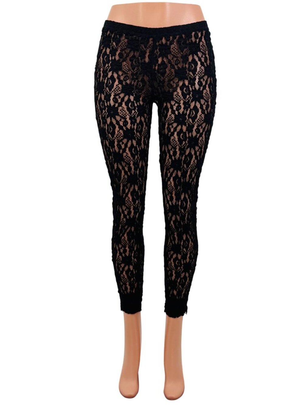 NWT Free People Black Sheer Floral Lace Leggings | Whimsigoth Dark Coquette Boho - Picture 2 of 16